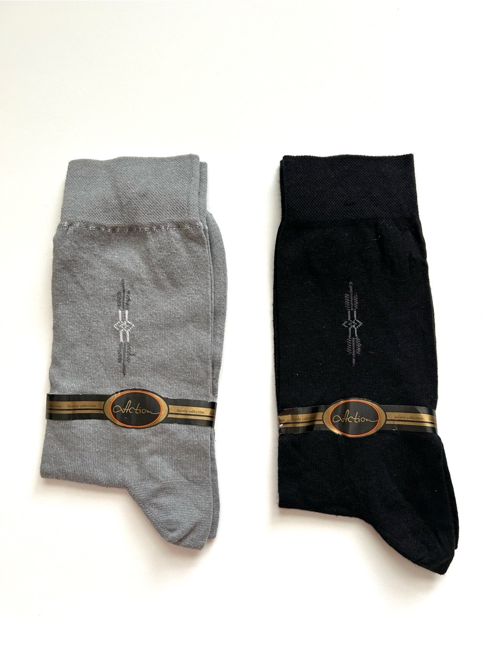 NEW Action Men's Dress Socks - Black & Gray Set of Two